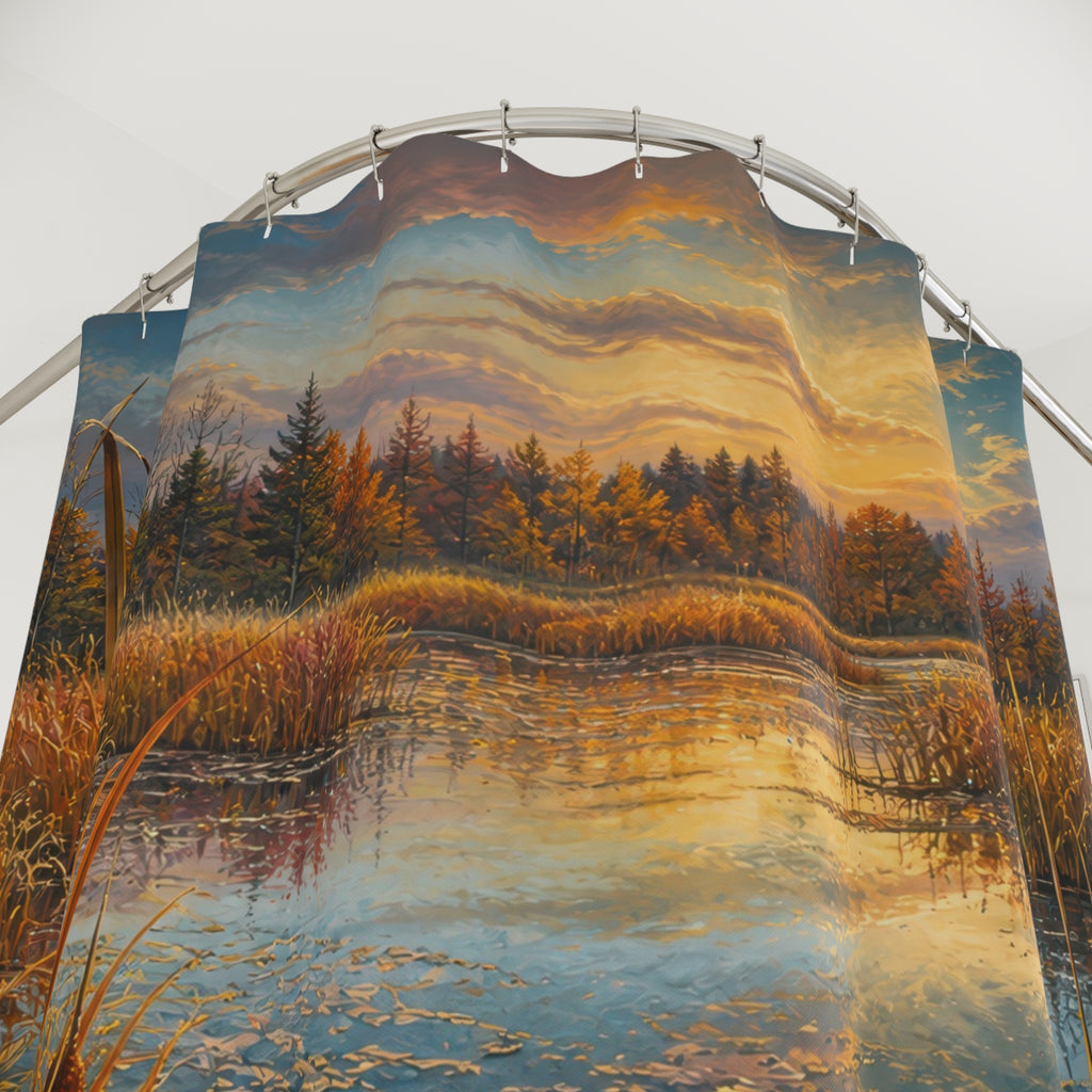Autumn Marsh Reeds Shower Curtain