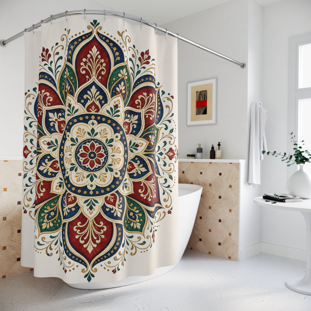 Red Green Jewel Medallion Shower Curtain