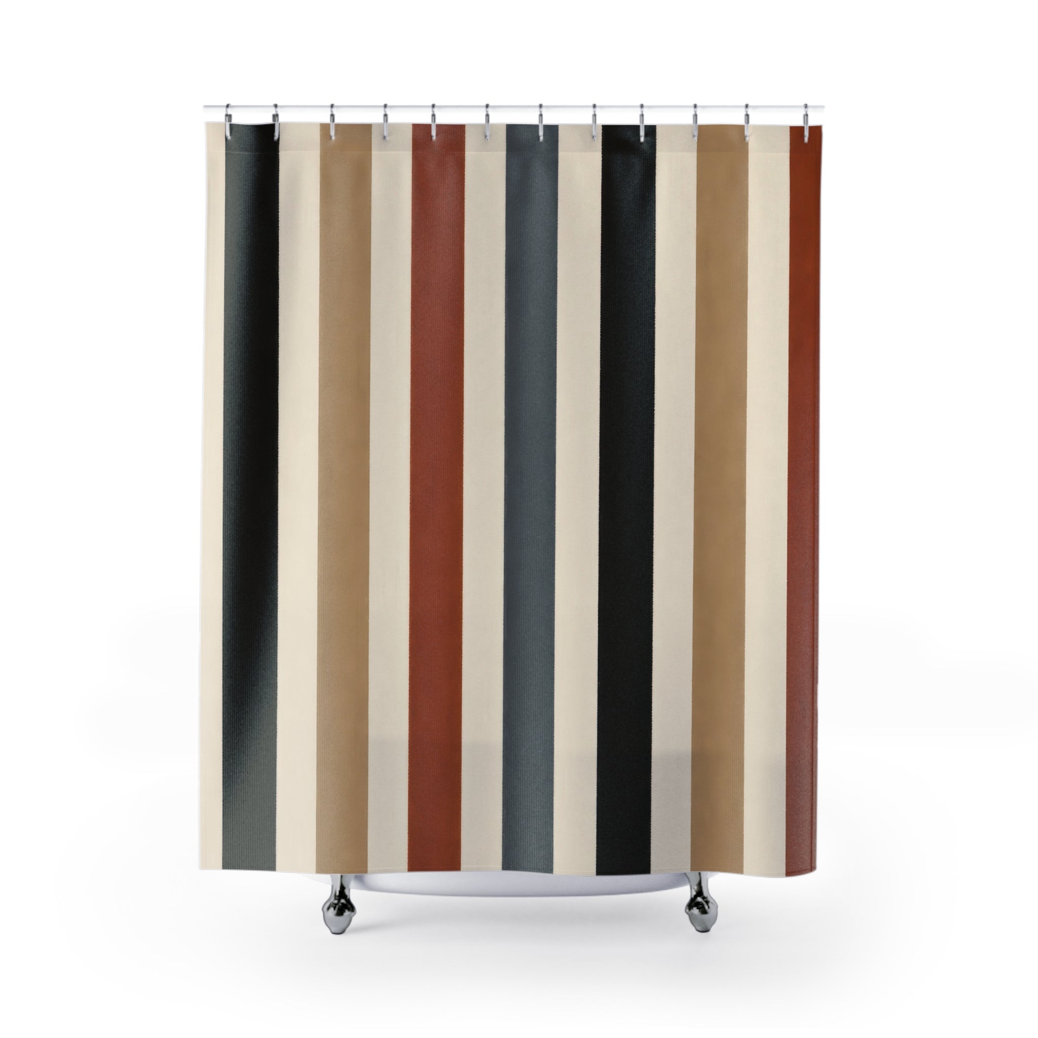 Rust Tan Cabana Stripe Shower Curtain