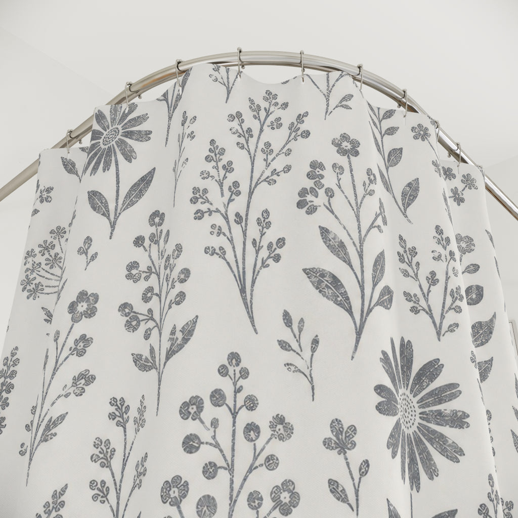 Grey Wildflower Shower Curtain