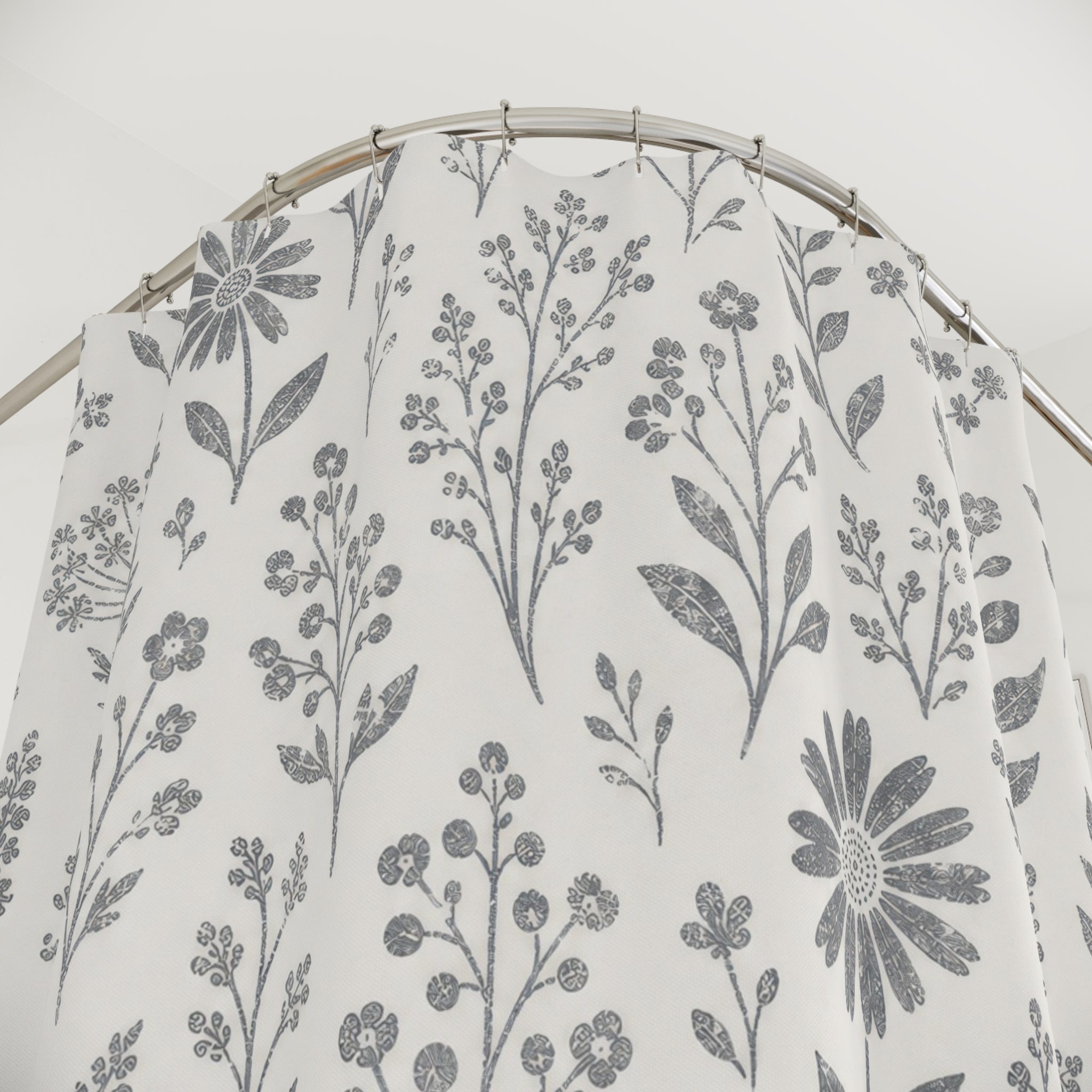 Grey Wildflower Shower Curtain