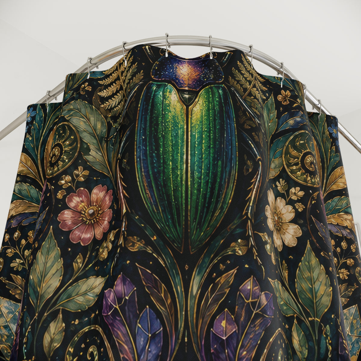 Jewel Beetle Botanica Shower Curtain