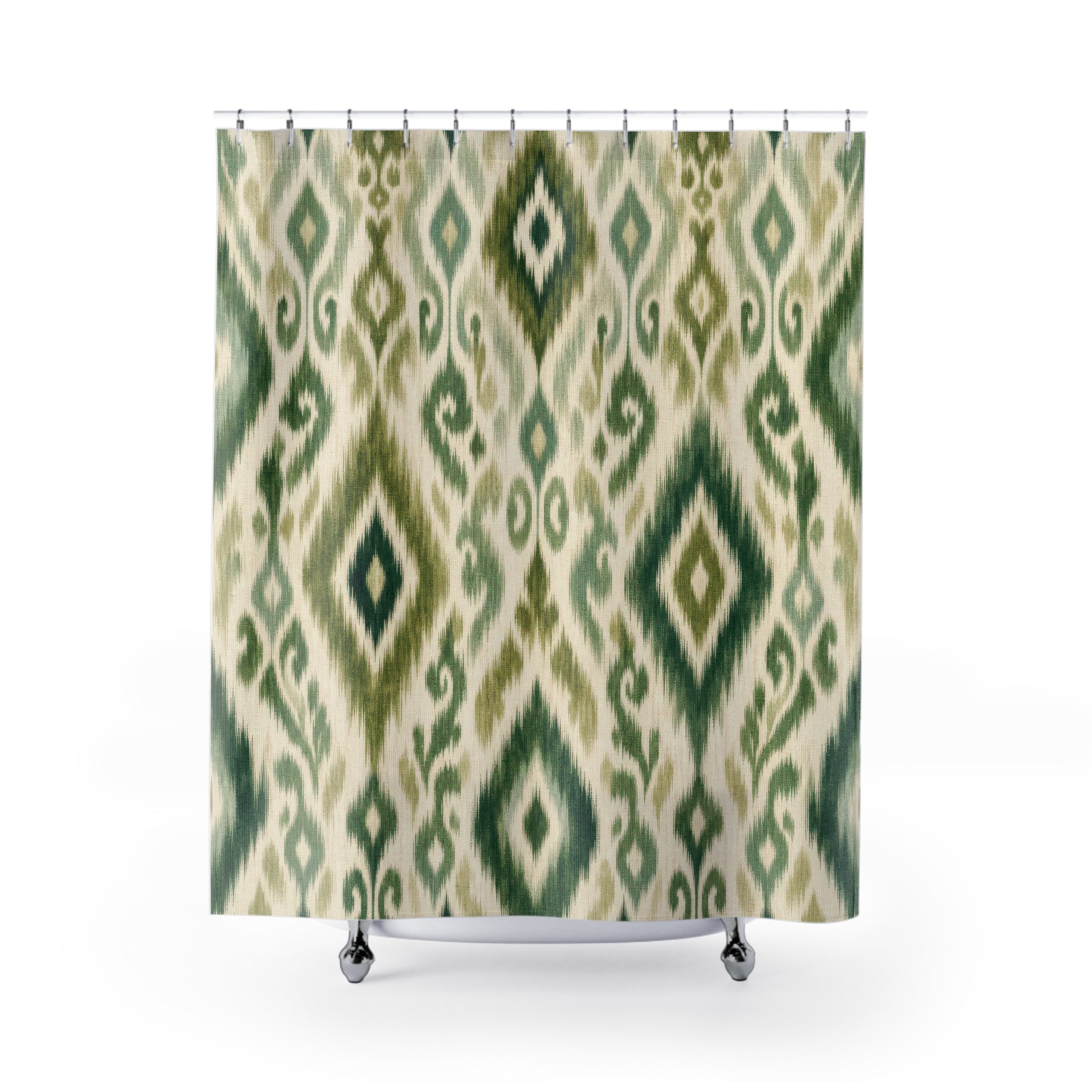 Olive Sage Diamond Shower Curtain