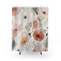Coral Peach Poppy Flower Shower Curtain