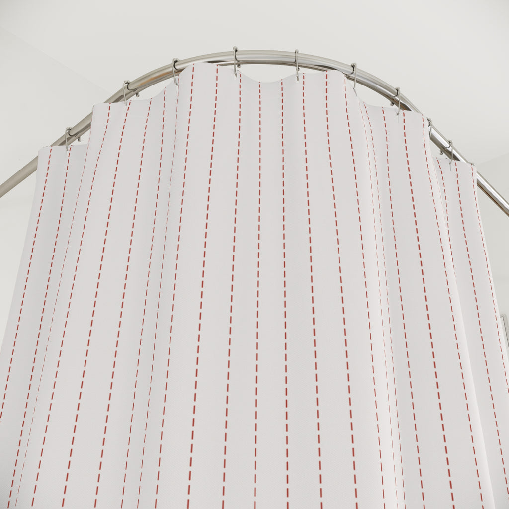 Red & White Dash Stripe Shower Curtain – Broken Line