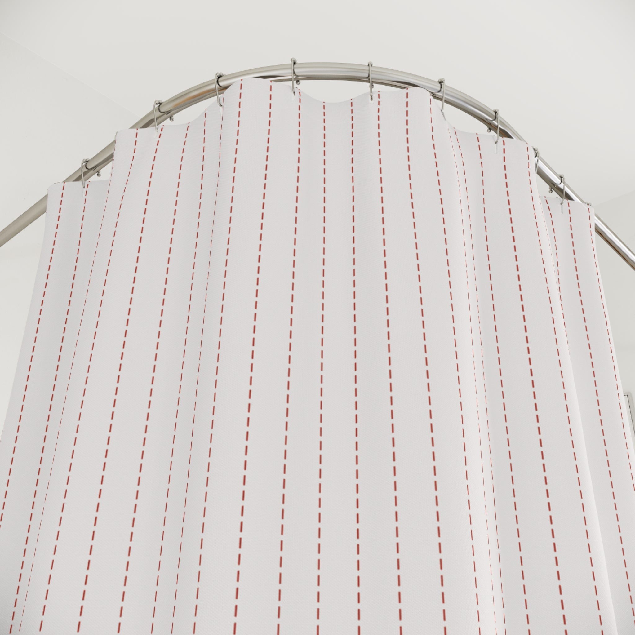 Red & White Dash Stripe Shower Curtain – Broken Line