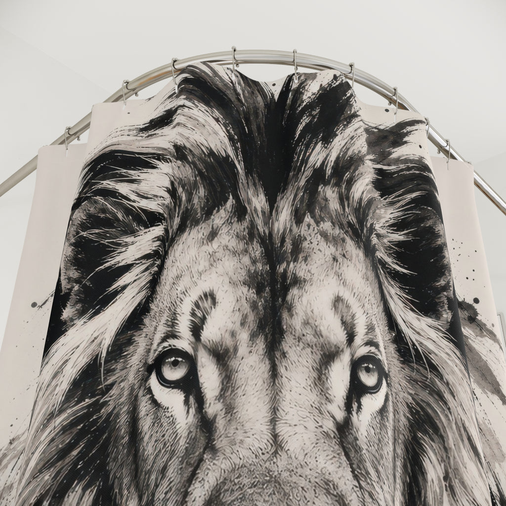 Black White Ink Animal Portrait Shower Curtain