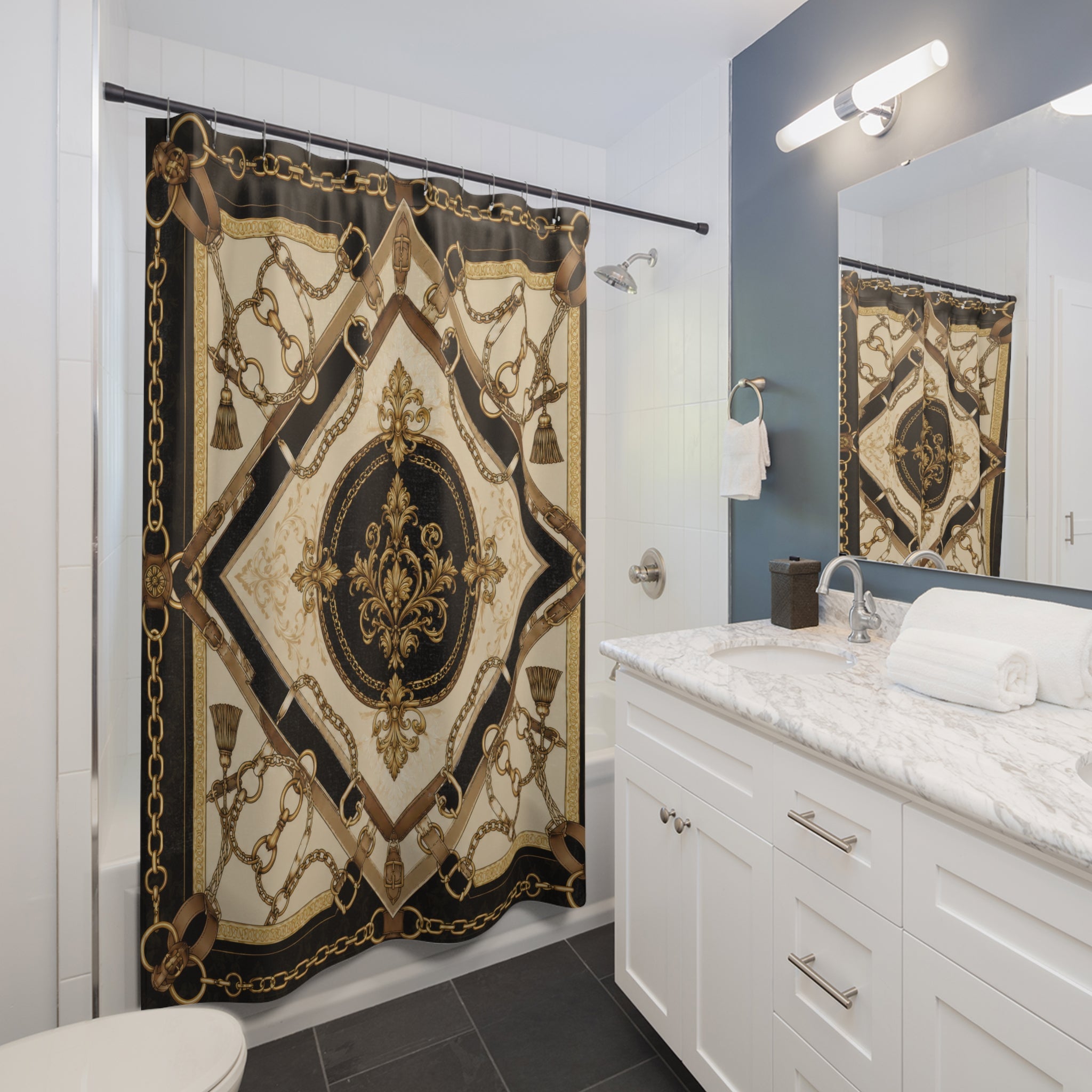 Designer Shower Curtain: Baroque Equestrian