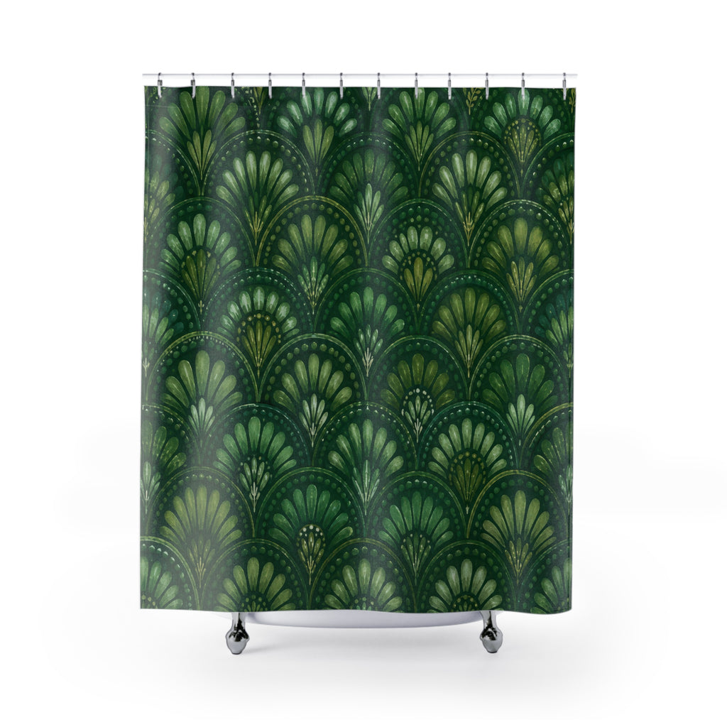Deco Fan Green Boho Shower Curtain