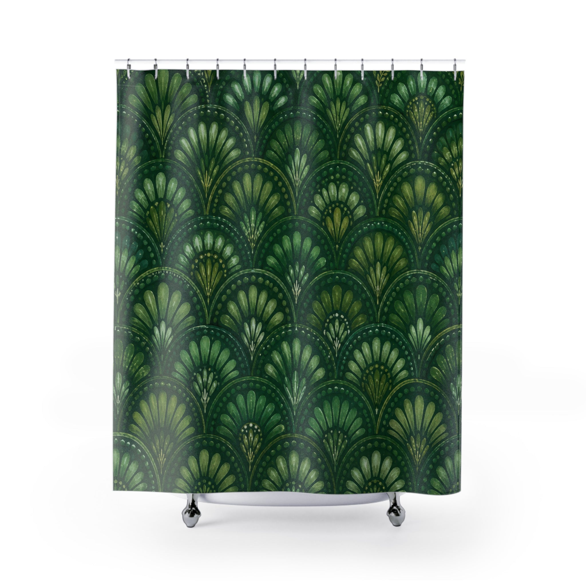 Deco Fan Green Boho Shower Curtain