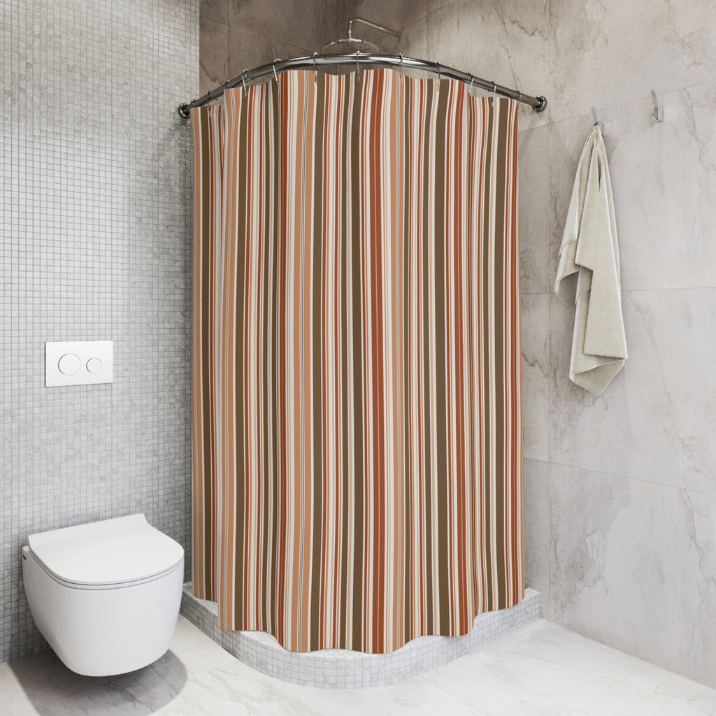 Rust Multi Stripe Shower Curtain – Terracotta Brown