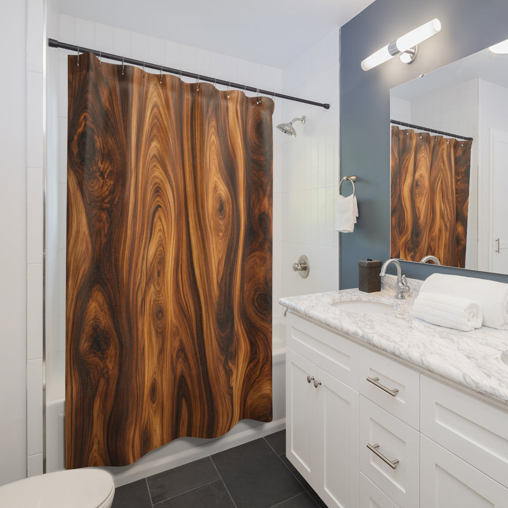 Unique Wood Grain Shower Curtain, Brown Knot Pattern Art, Rustic Cabin Bathroom Decor, Warm Natural Woodgrain Wall Guest Bath Gift For Home
