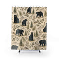 Black Woodland Bear Shower Curtain