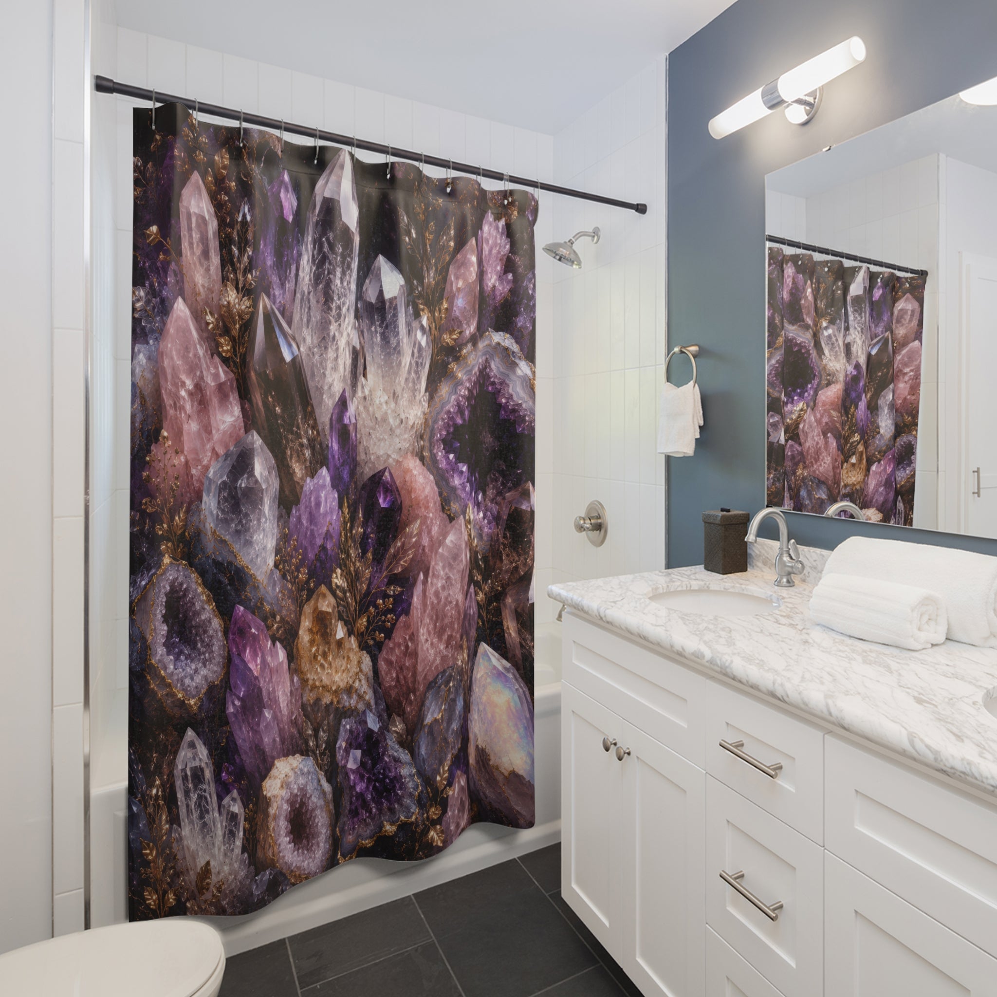 Crystal Shower Curtain: Amethyst Geode