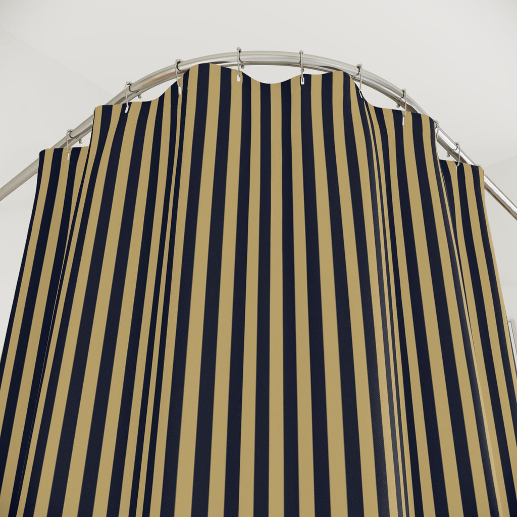Navy and Gold Cabana Stripe Shower Curtain