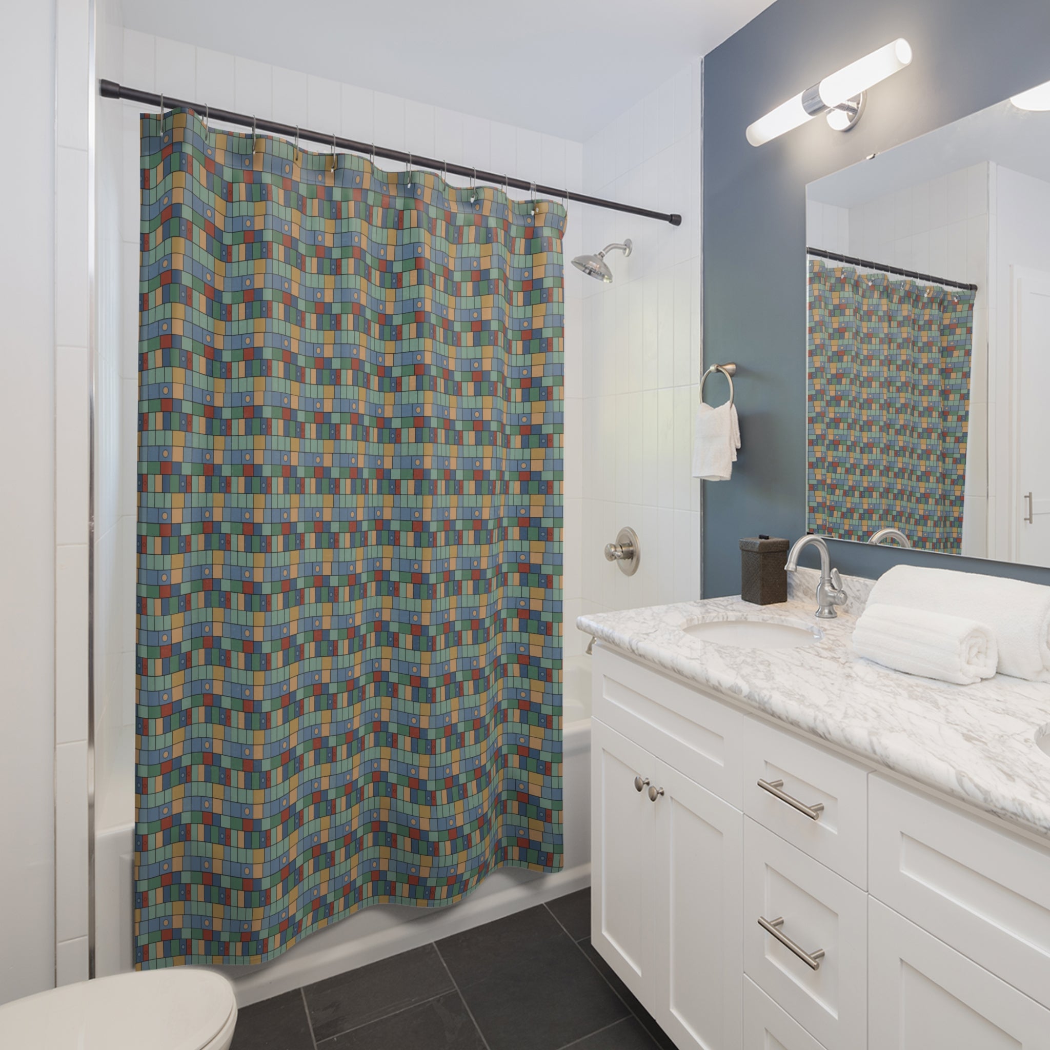 Tiffany Stained Glass Shower Curtain – Multicolor Mosaic
