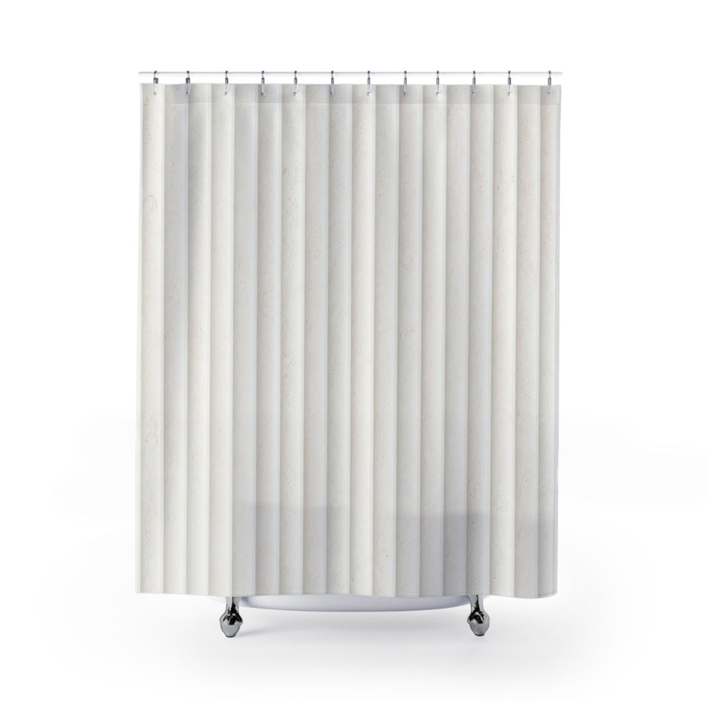 White Fluted Column Shower Curtain