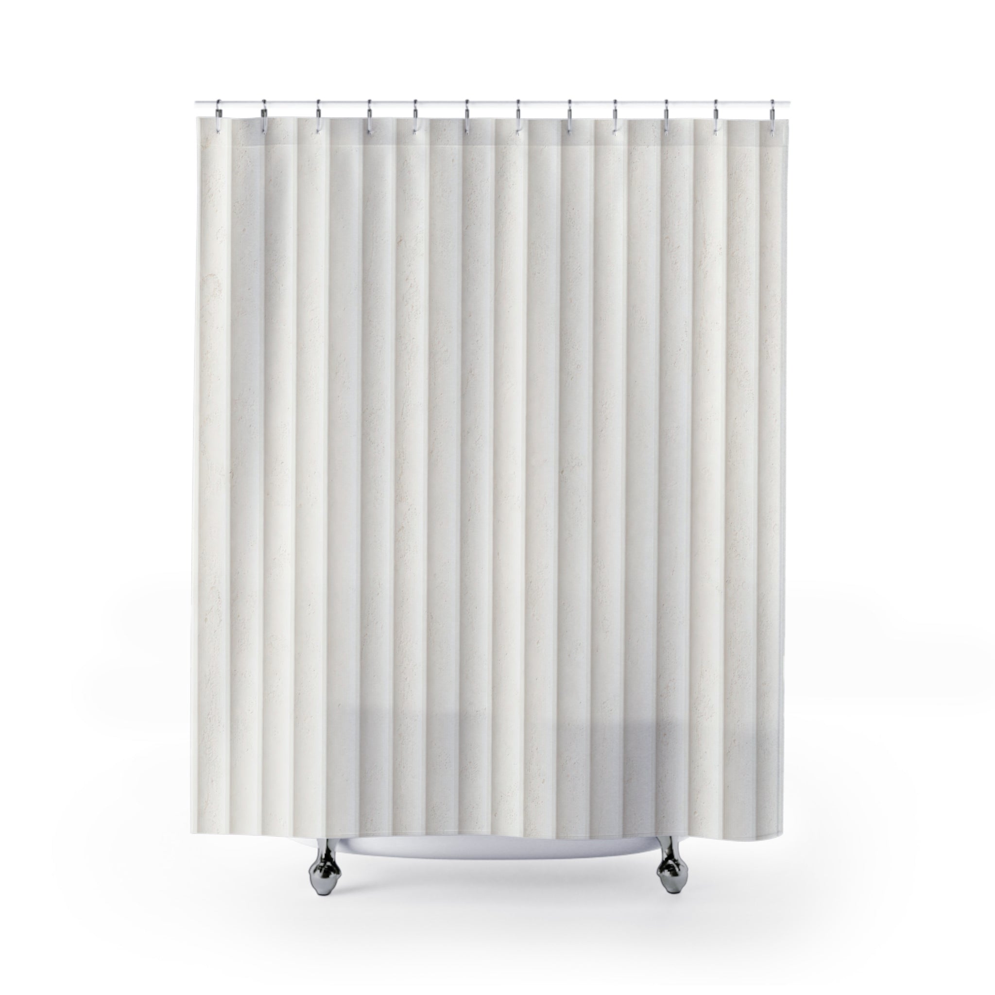 White Fluted Column Shower Curtain