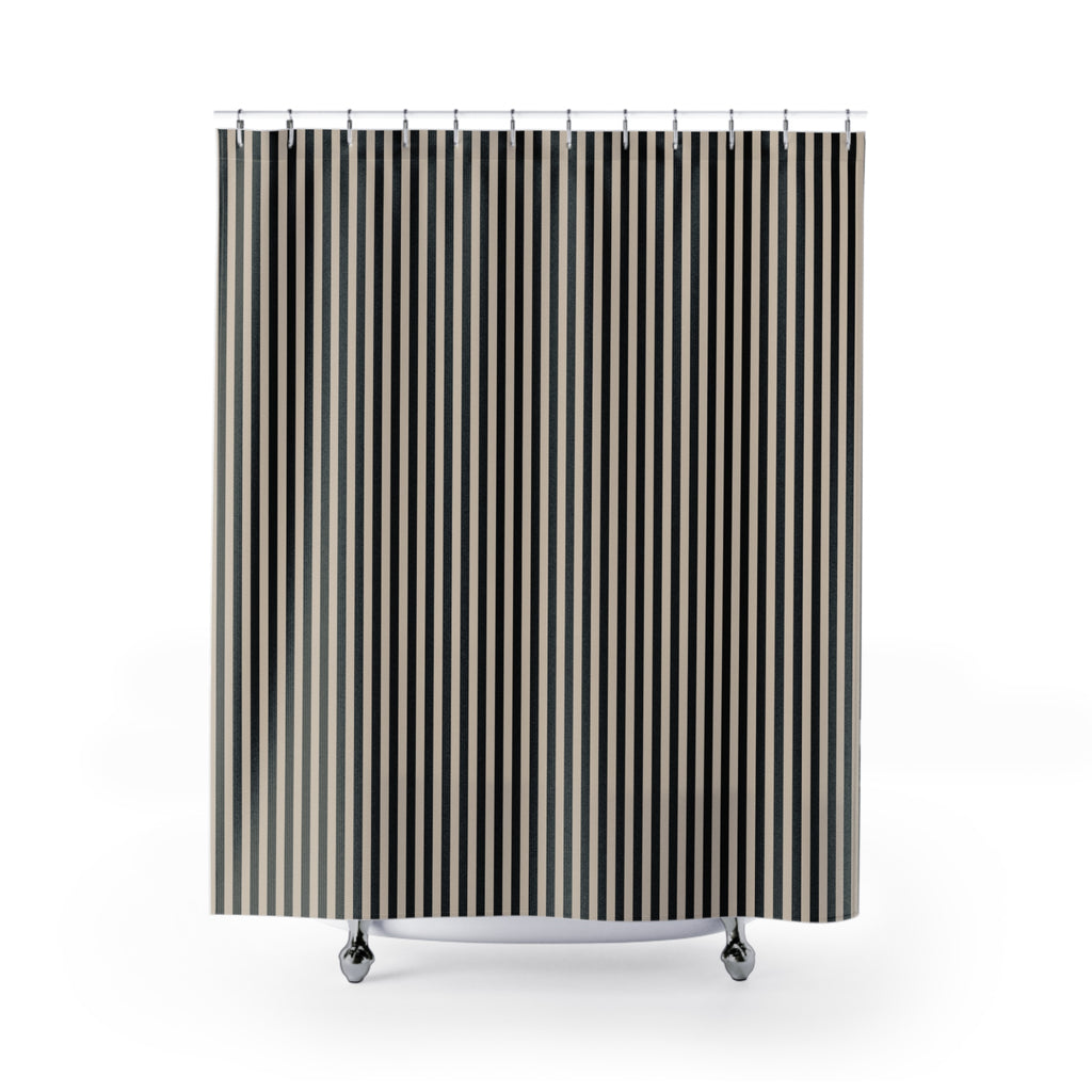 Black and Beige Cabana Stripe Shower Curtain
