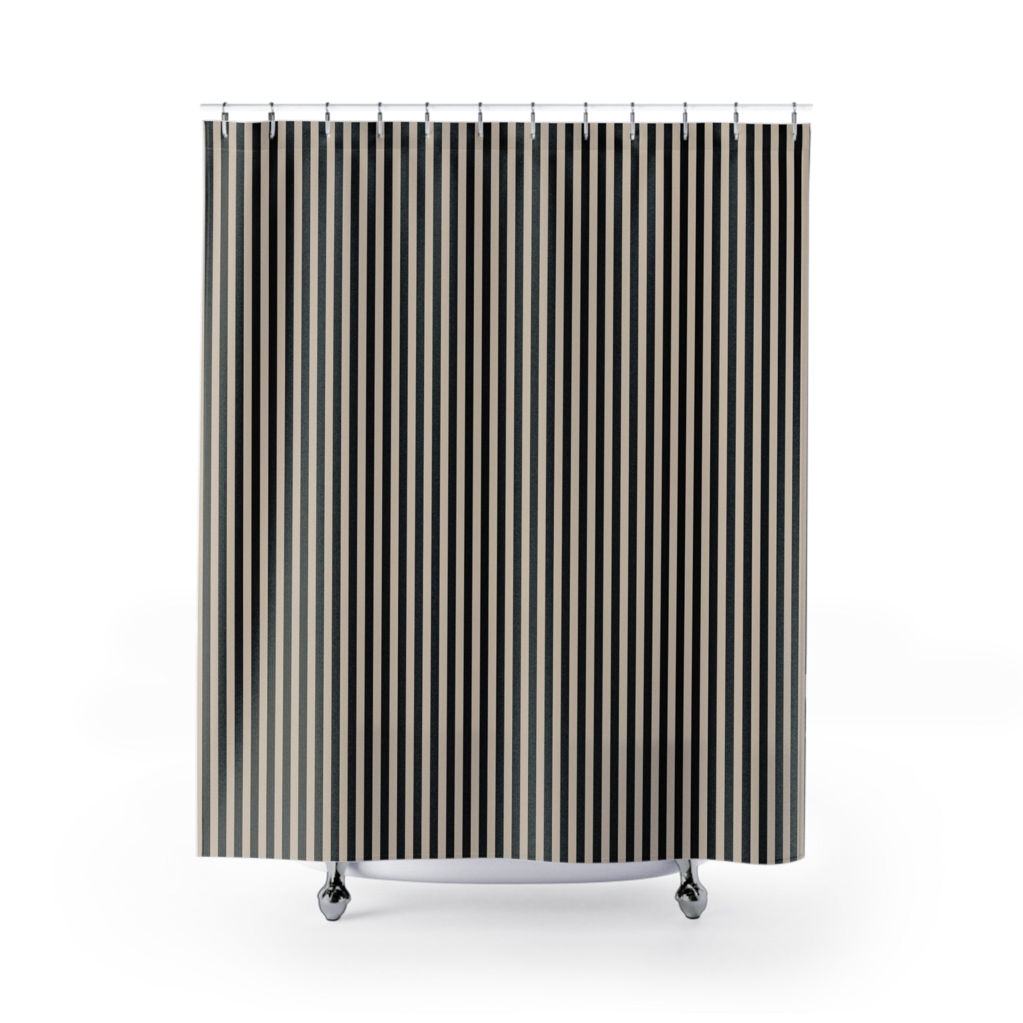 Black and Beige Cabana Stripe Shower Curtain
