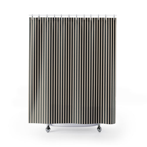 Black and Beige Cabana Stripe Shower Curtain