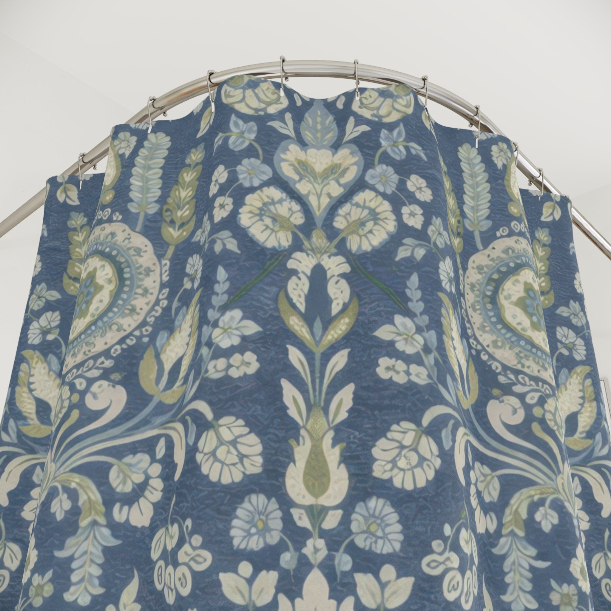 Vintage Suzani Shower Curtain – Blue Green Teal