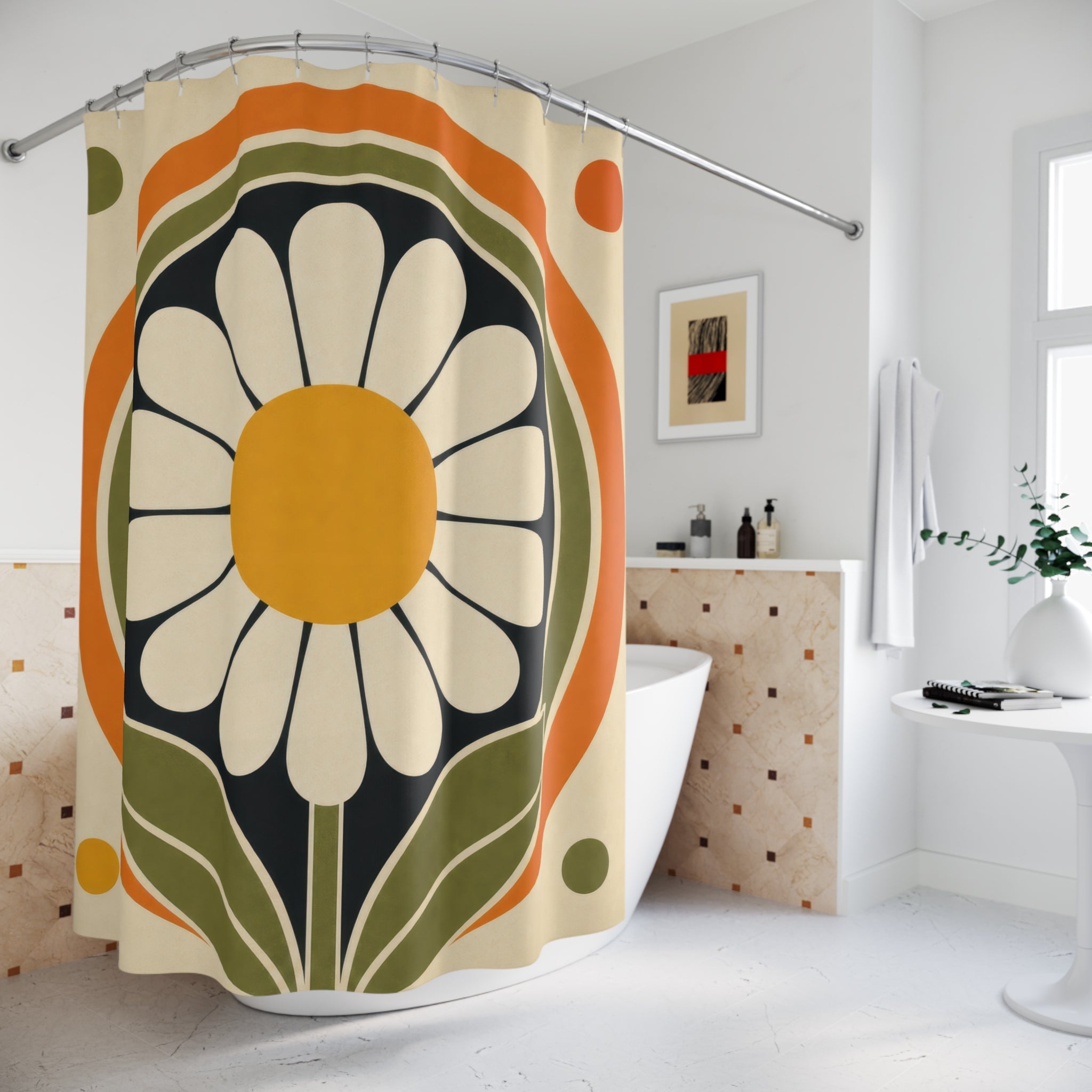60s Daisy Retro Shower Curtain: 60s Daisy Shower Curtain