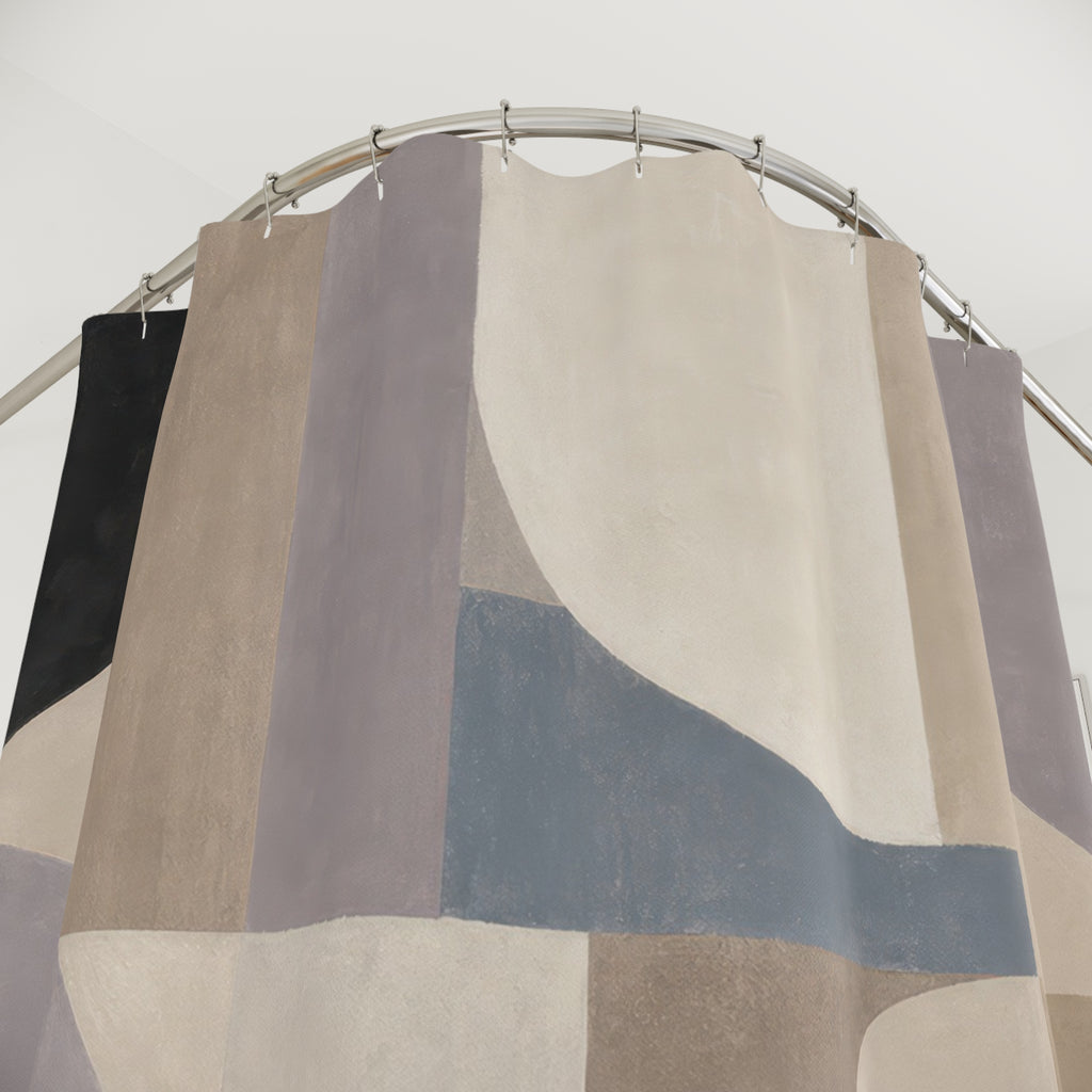 Blue Beige Arch Block Shower Curtain