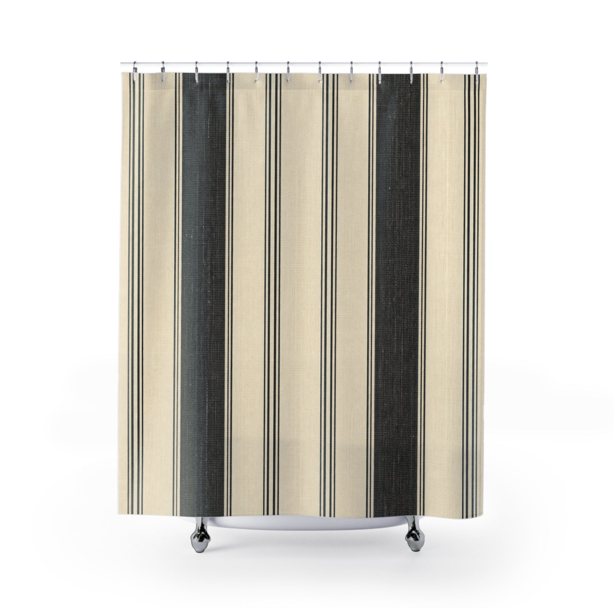 Wide Black Stripe Shower Curtain