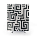 Black White Geometric Maze Shower Curtain