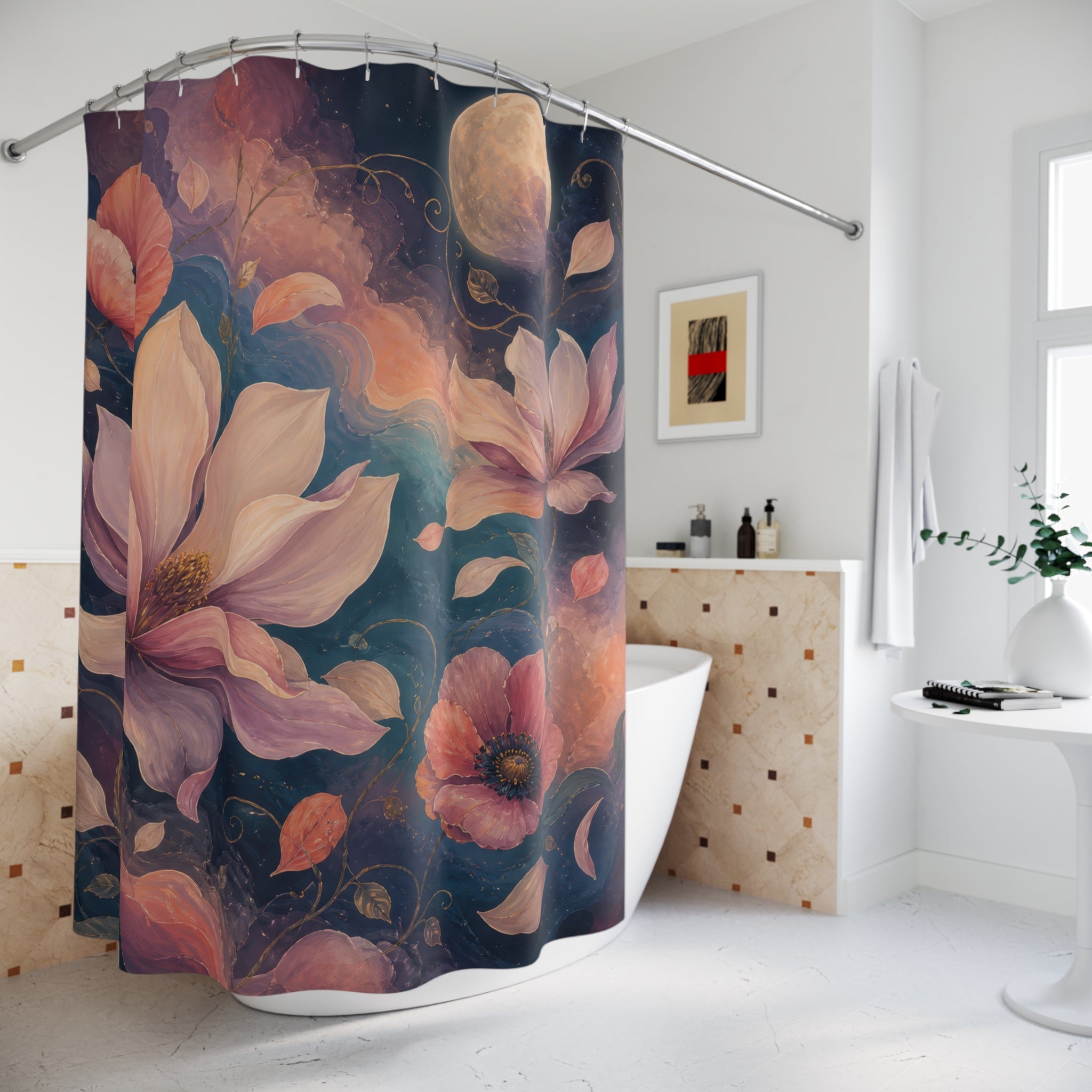 Floating Twilight Blossoms Shower Curtain