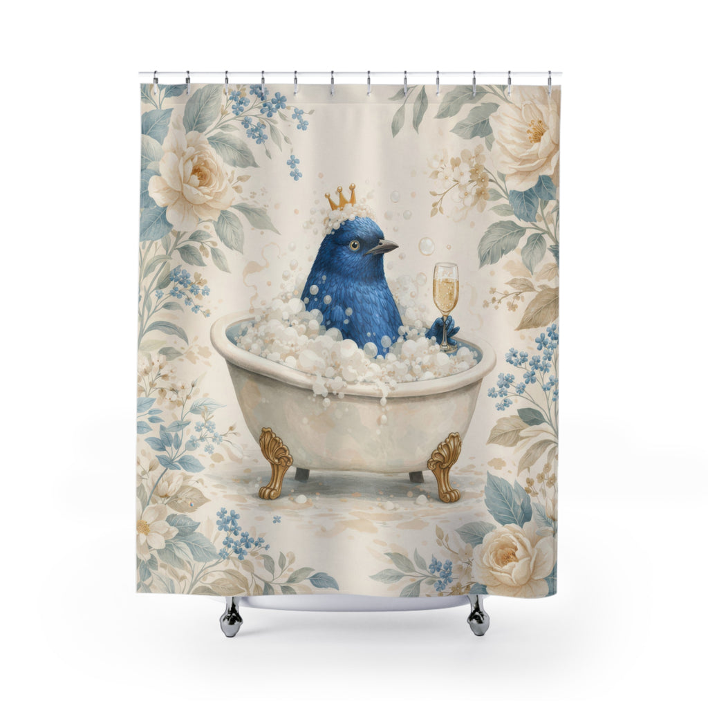 Funny Blue Bird Bubble Bath Shower Curtain