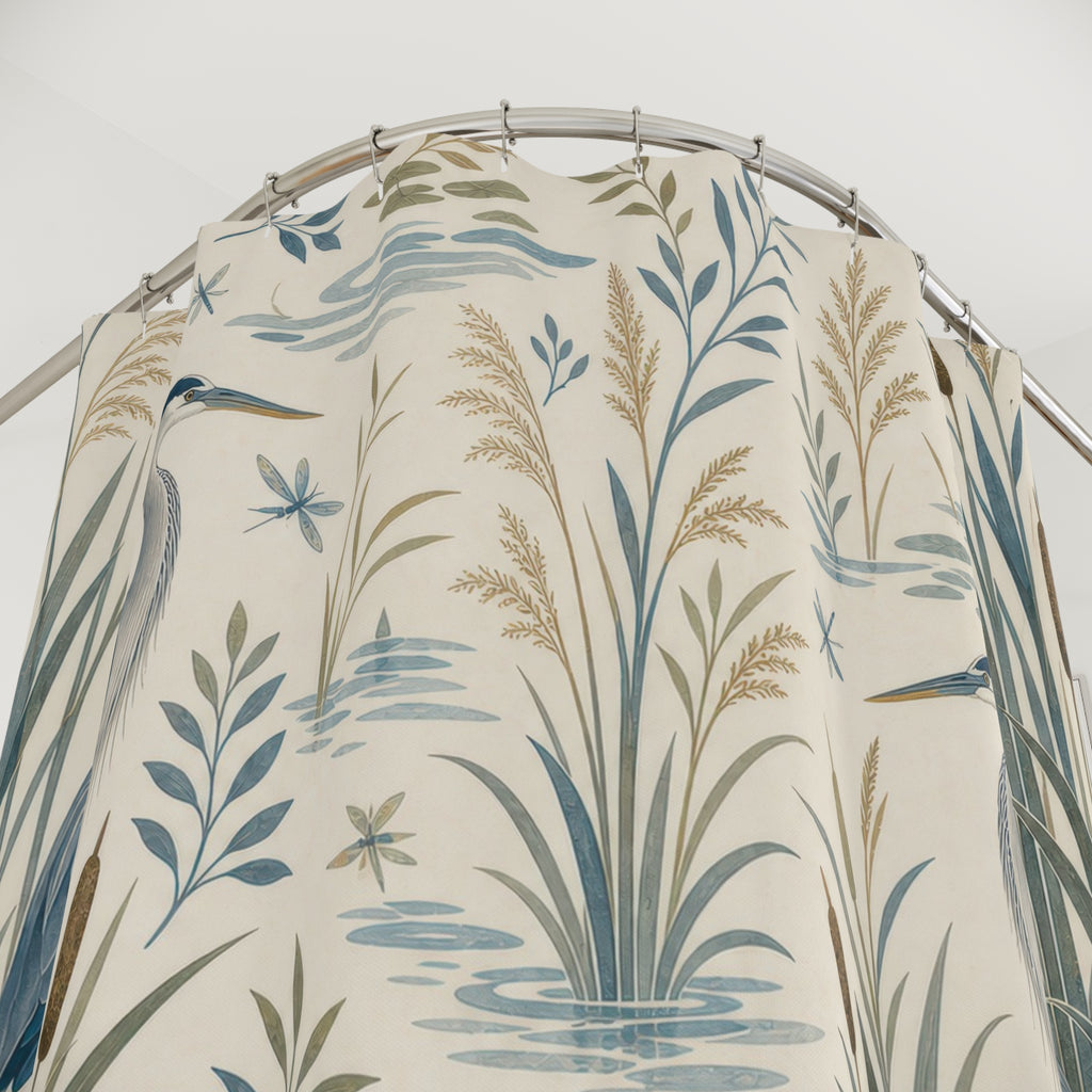Bird Lake Heron Shower Curtain