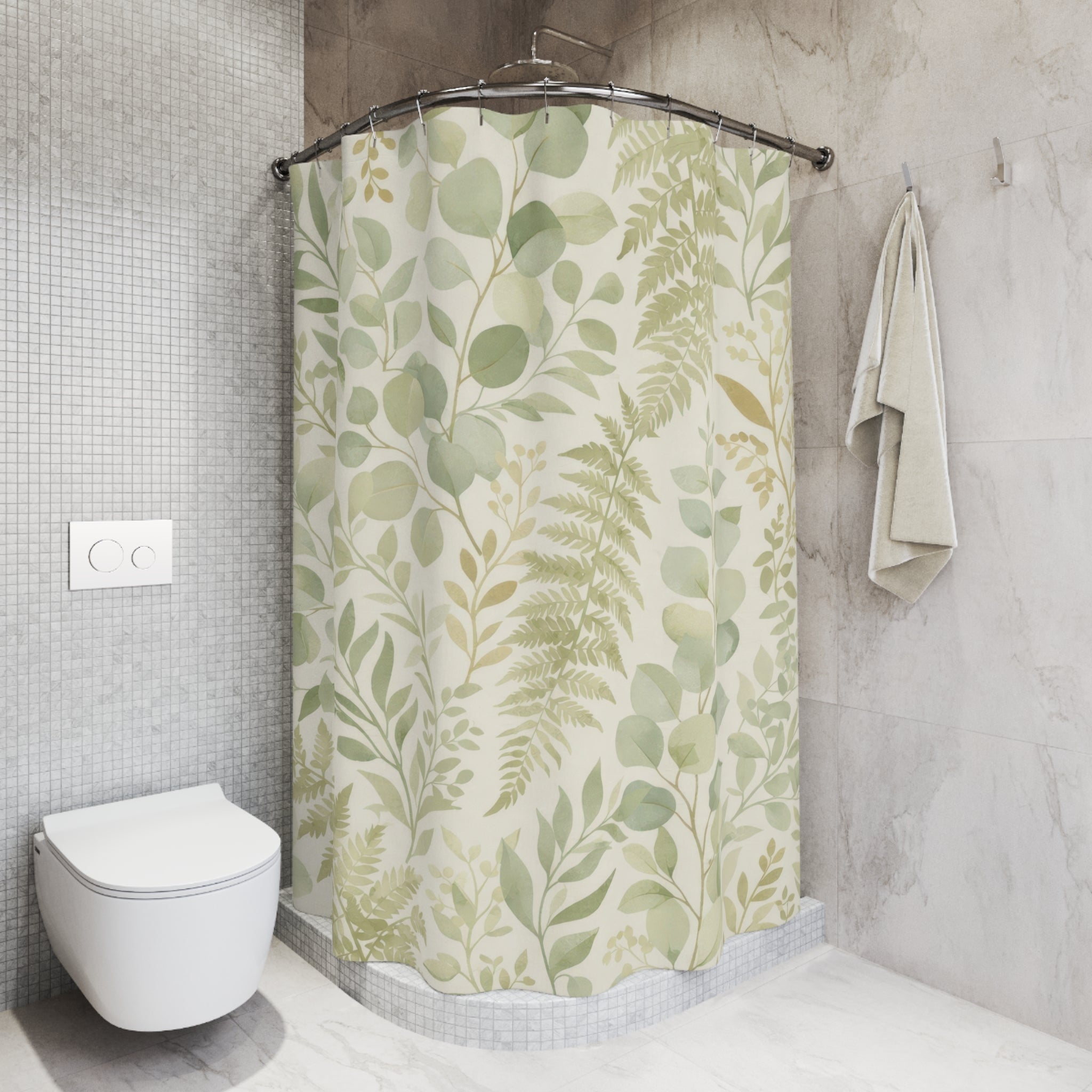 Green Botanical Eucalyptus Shower Curtain