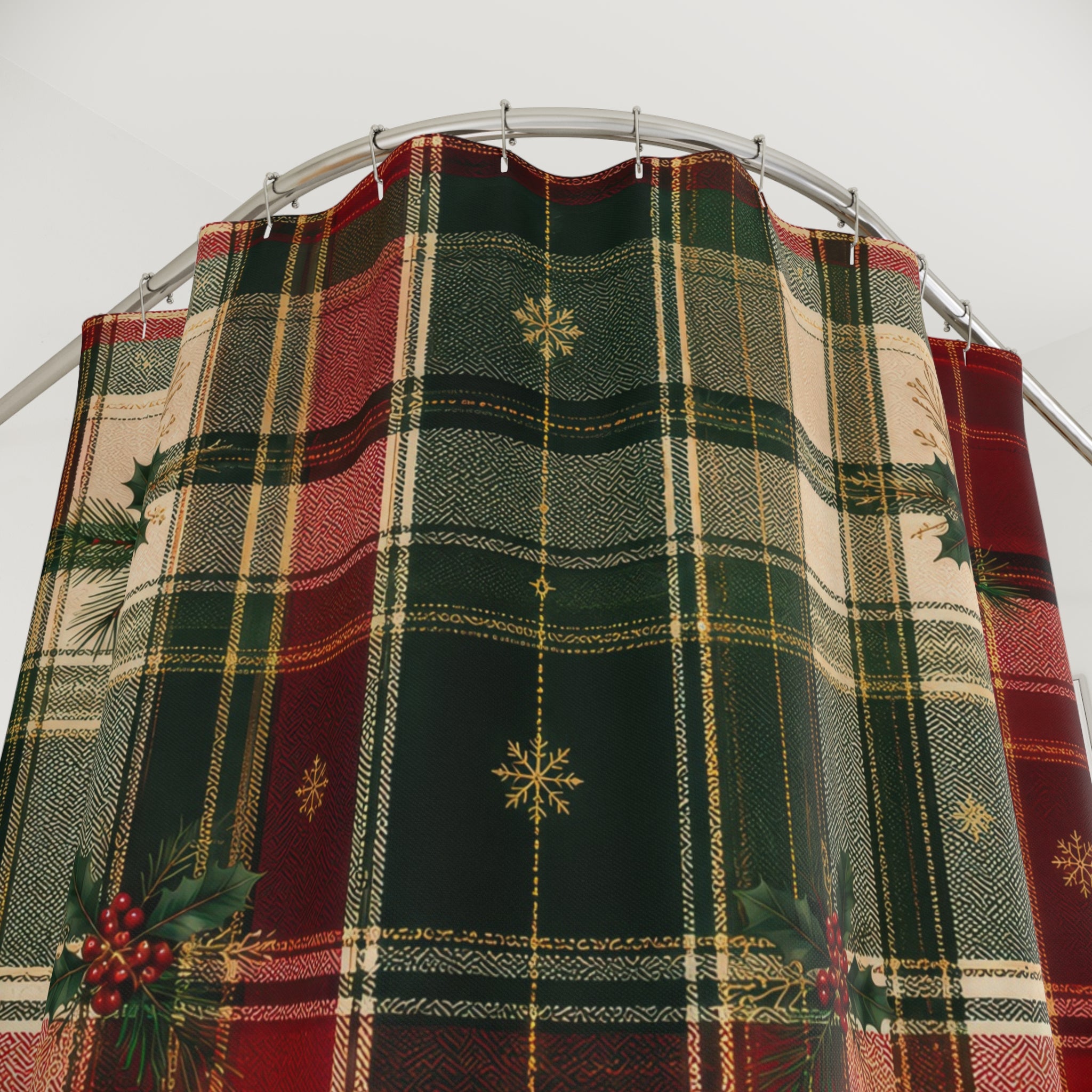 Christmas Plaid Shower Curtain: Red Green Tartan