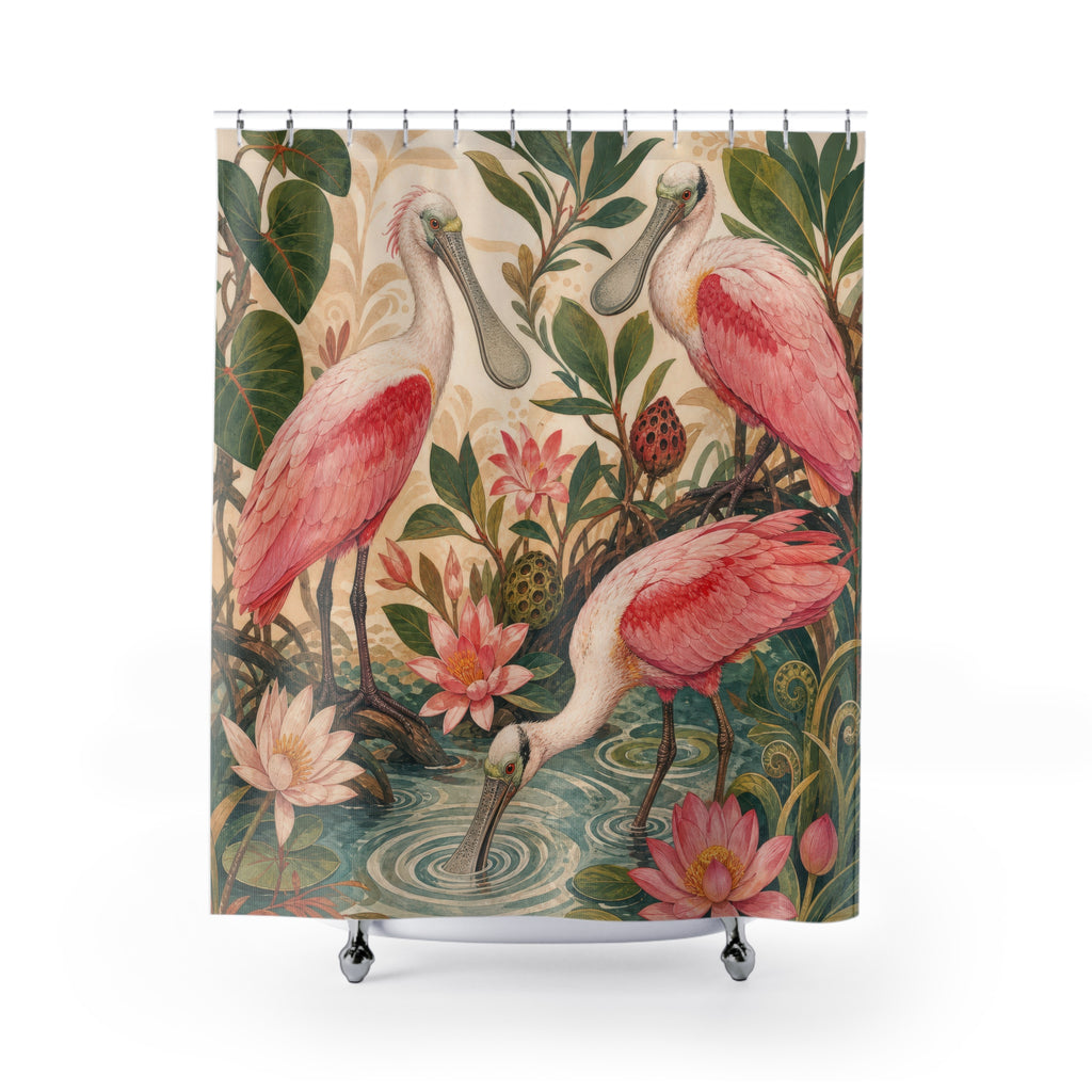 Botanical Roseate Spoonbill Shower Curtain