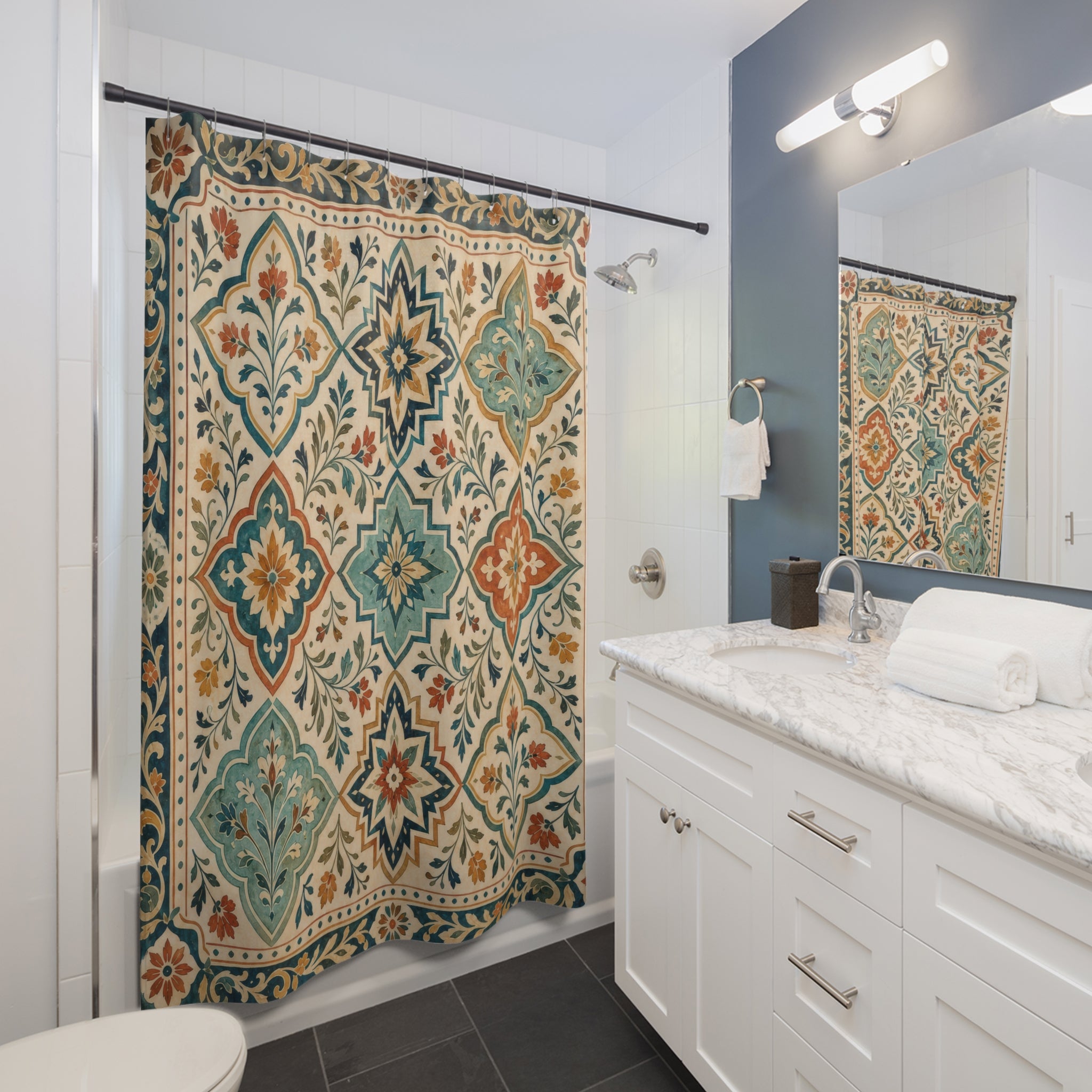 Moroccan Tile Boho Shower Curtain