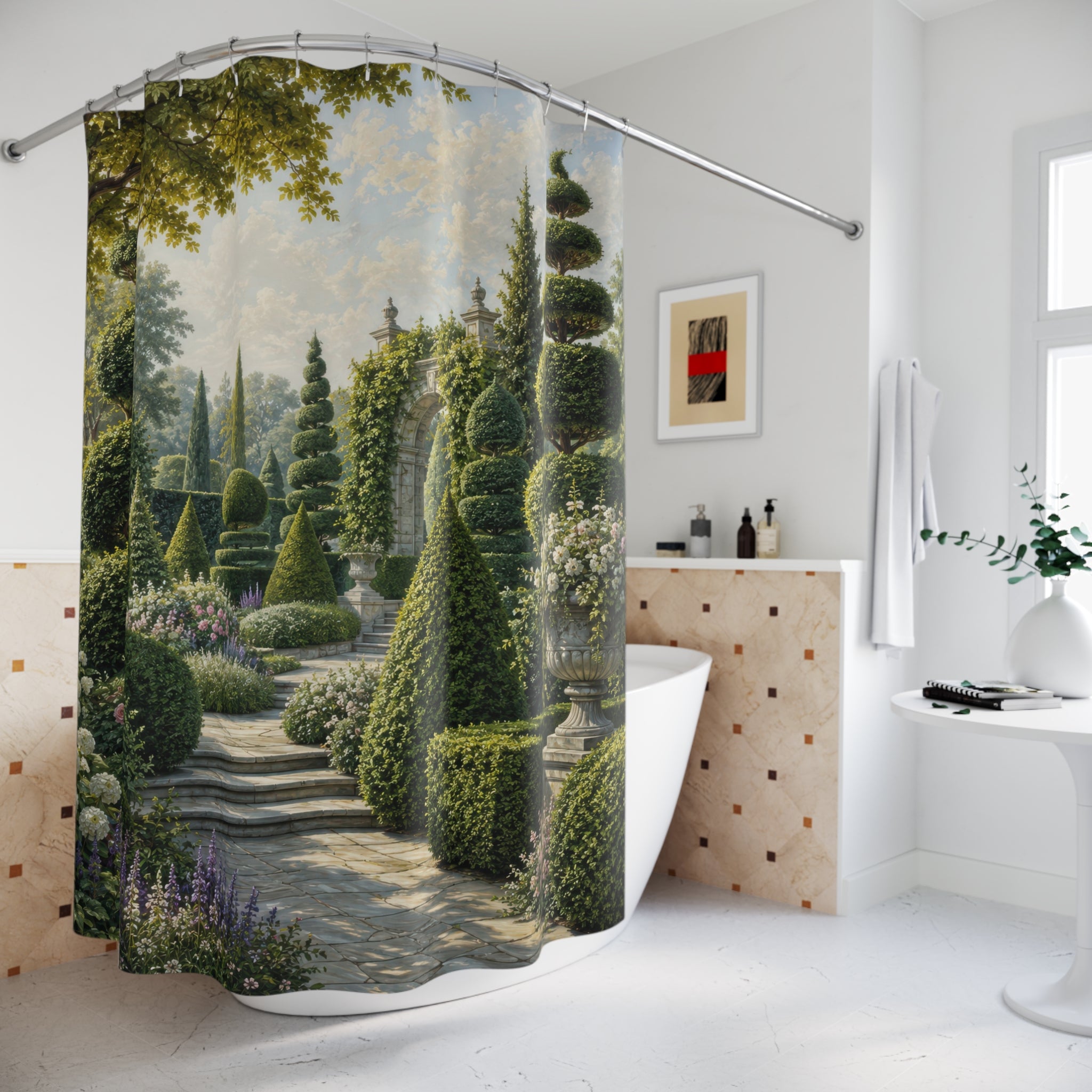 Formal Garden Topiary Shower Curtain