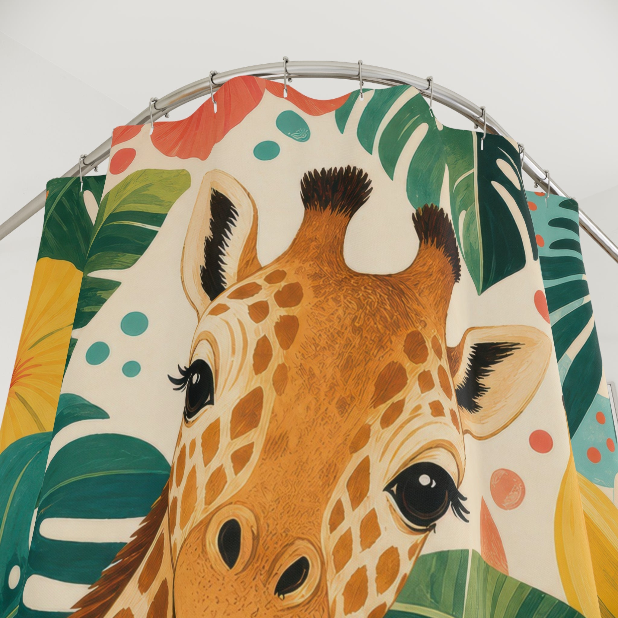 Orange Hibiscus Jungle Animal Shower Curtain