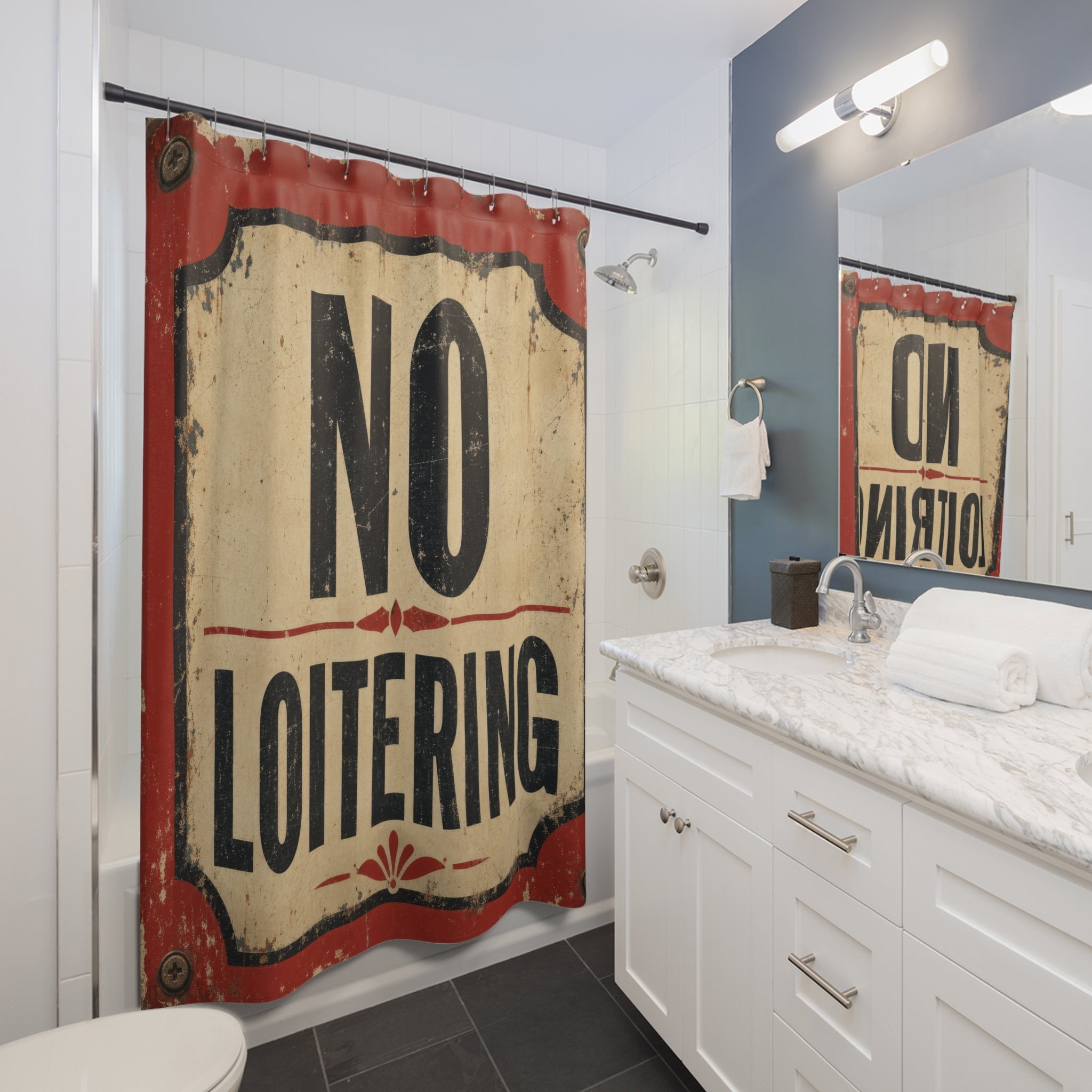 No Loitering Sign Unique Funny Shower Curtain
