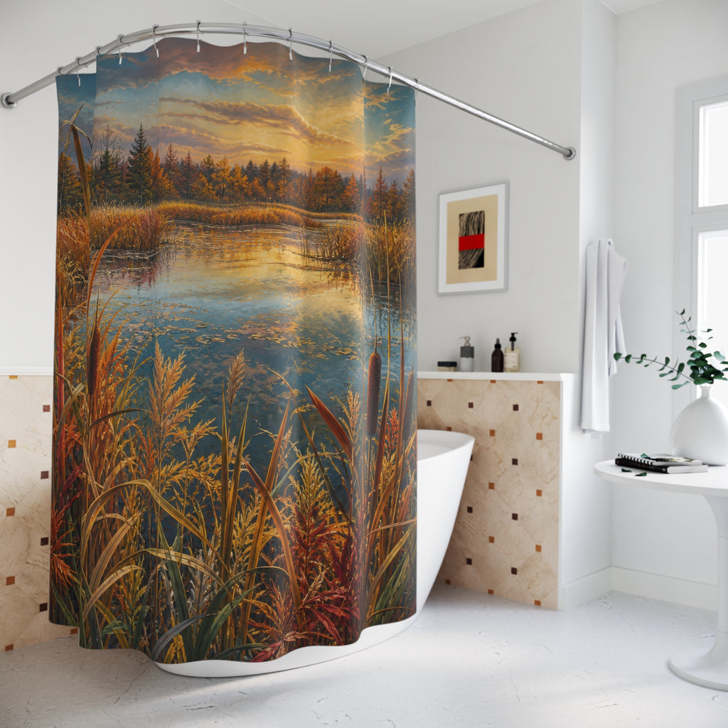 Autumn Marsh Reeds Shower Curtain