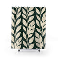 Leaf Shower Curtain, Dark Green Botanical Pattern, Cream Tropical Leaf Bath Decor, Modern Guest Bathroom Accent, Graphic Green Style