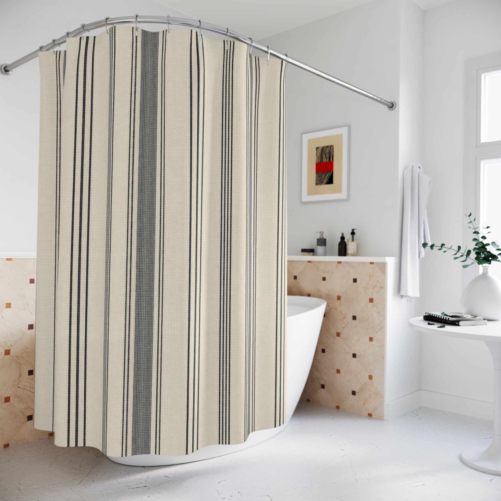 French Ticking Stripe Shower Curtain