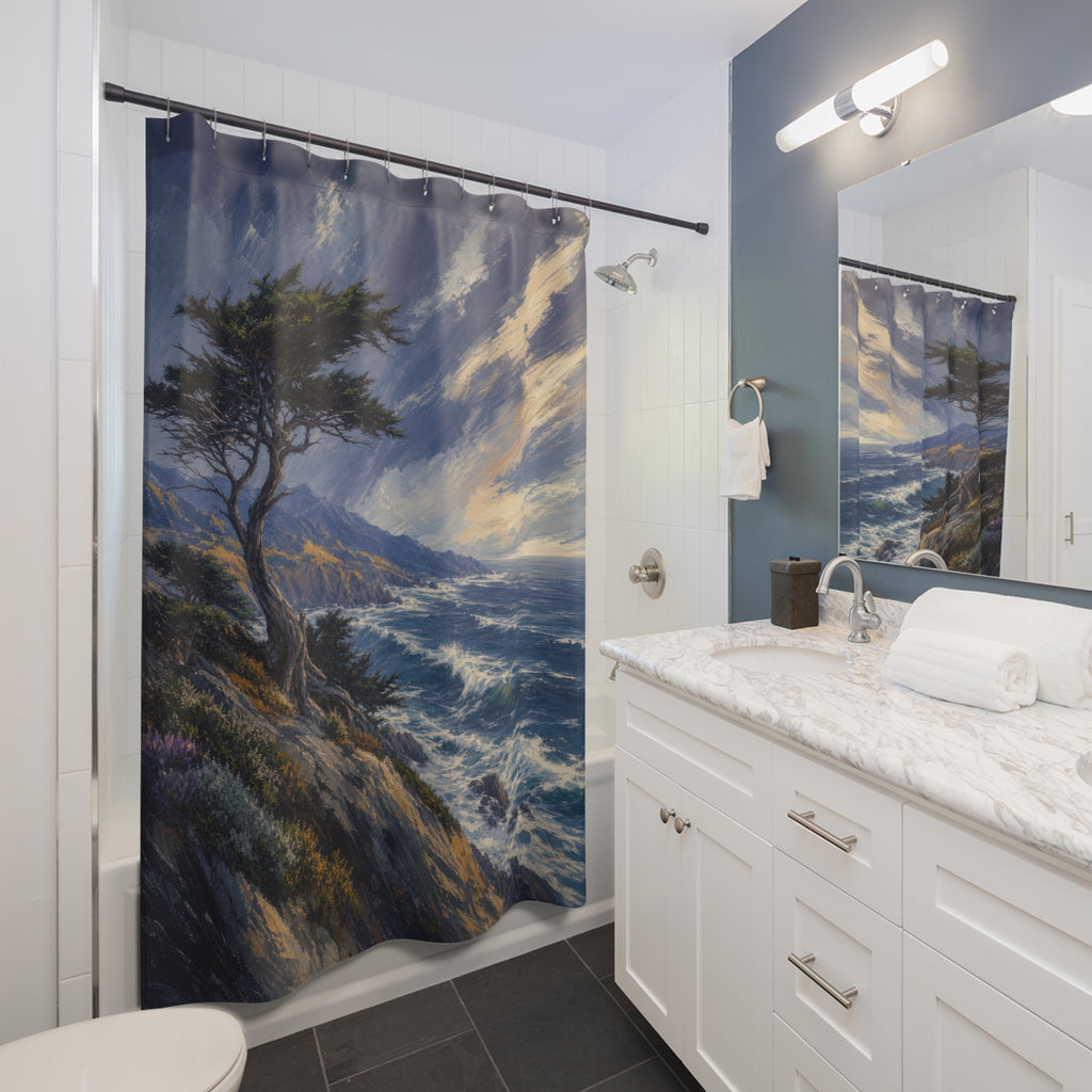 Windswept Cypress Coastal Shower Curtain