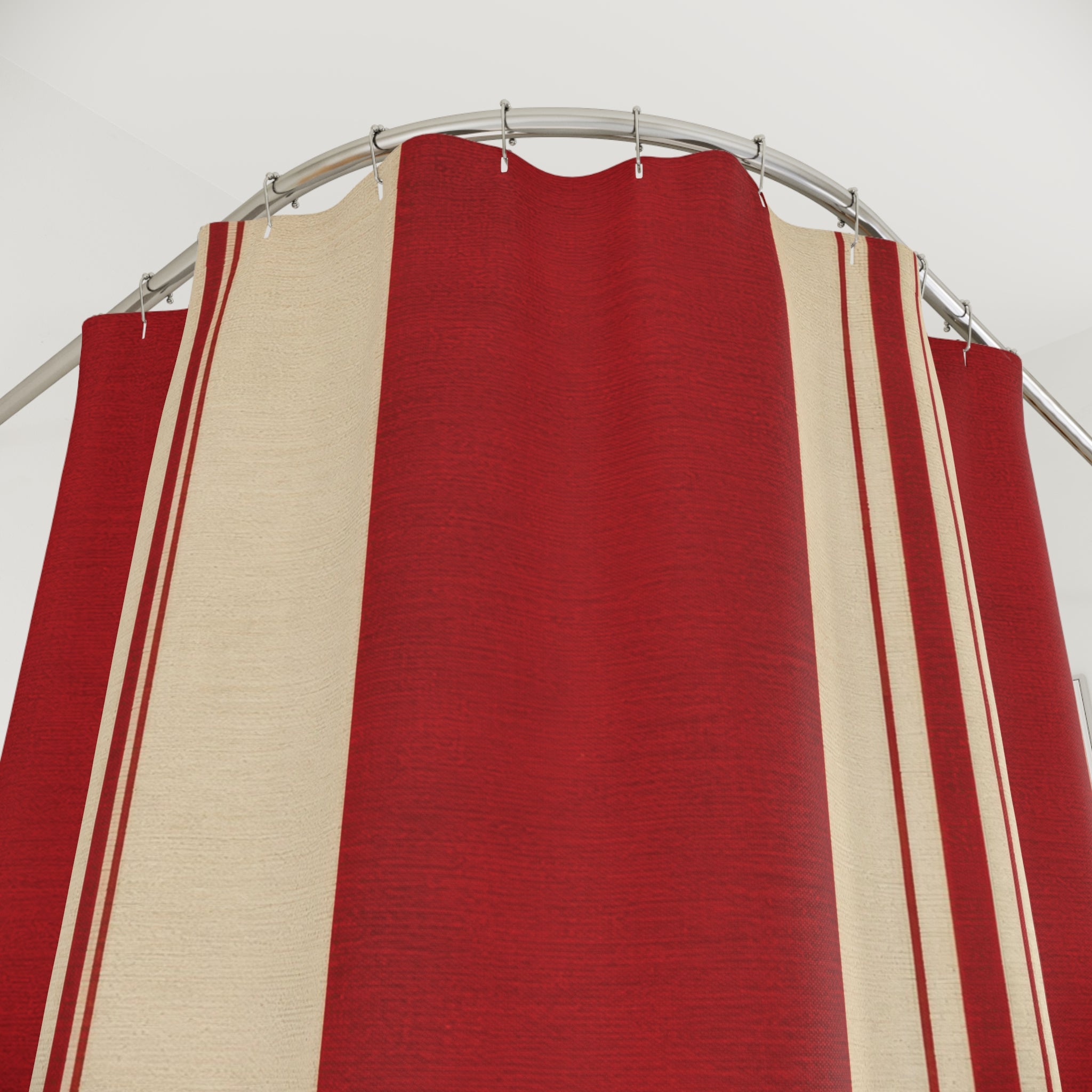 Red White Cabana Stripe Shower Curtain