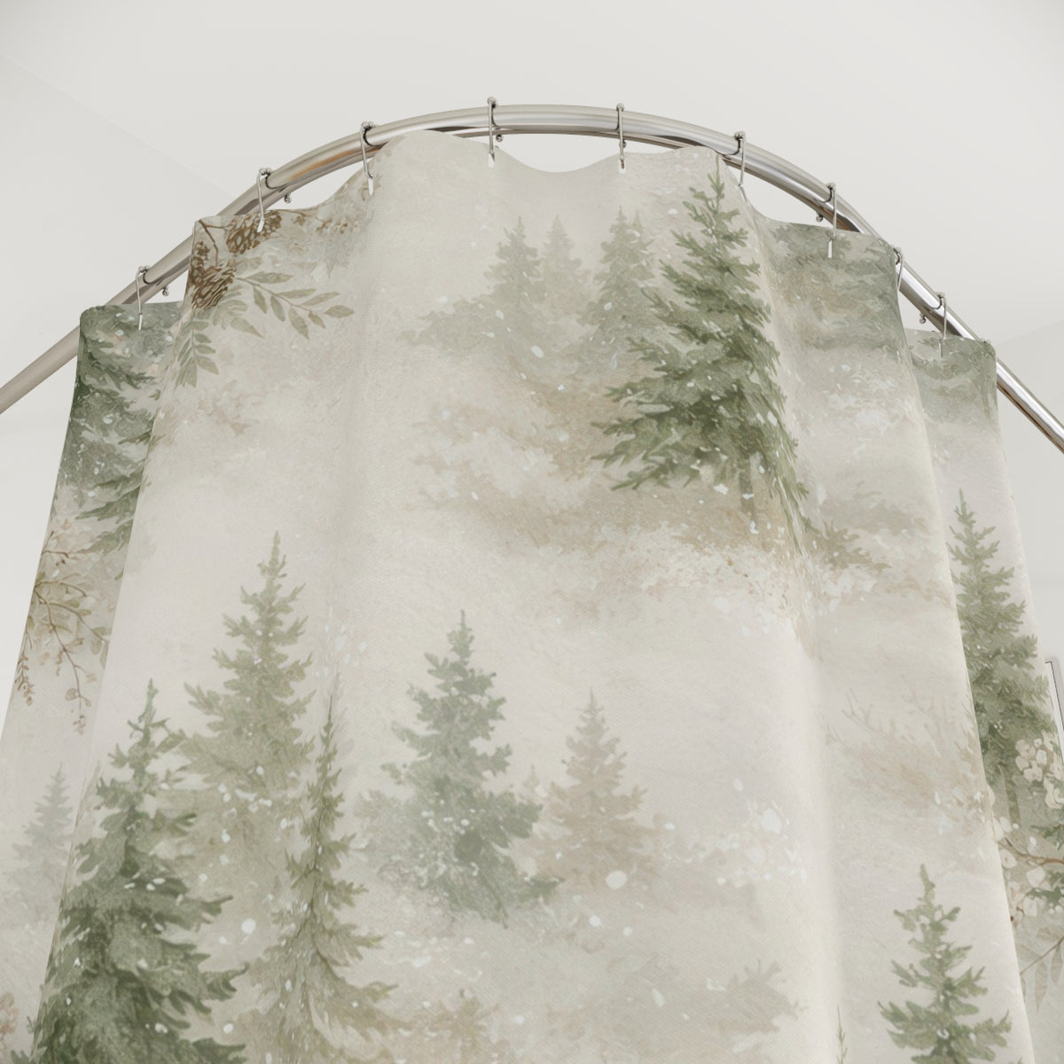 Pine Forest Shower Curtain – Sage Green