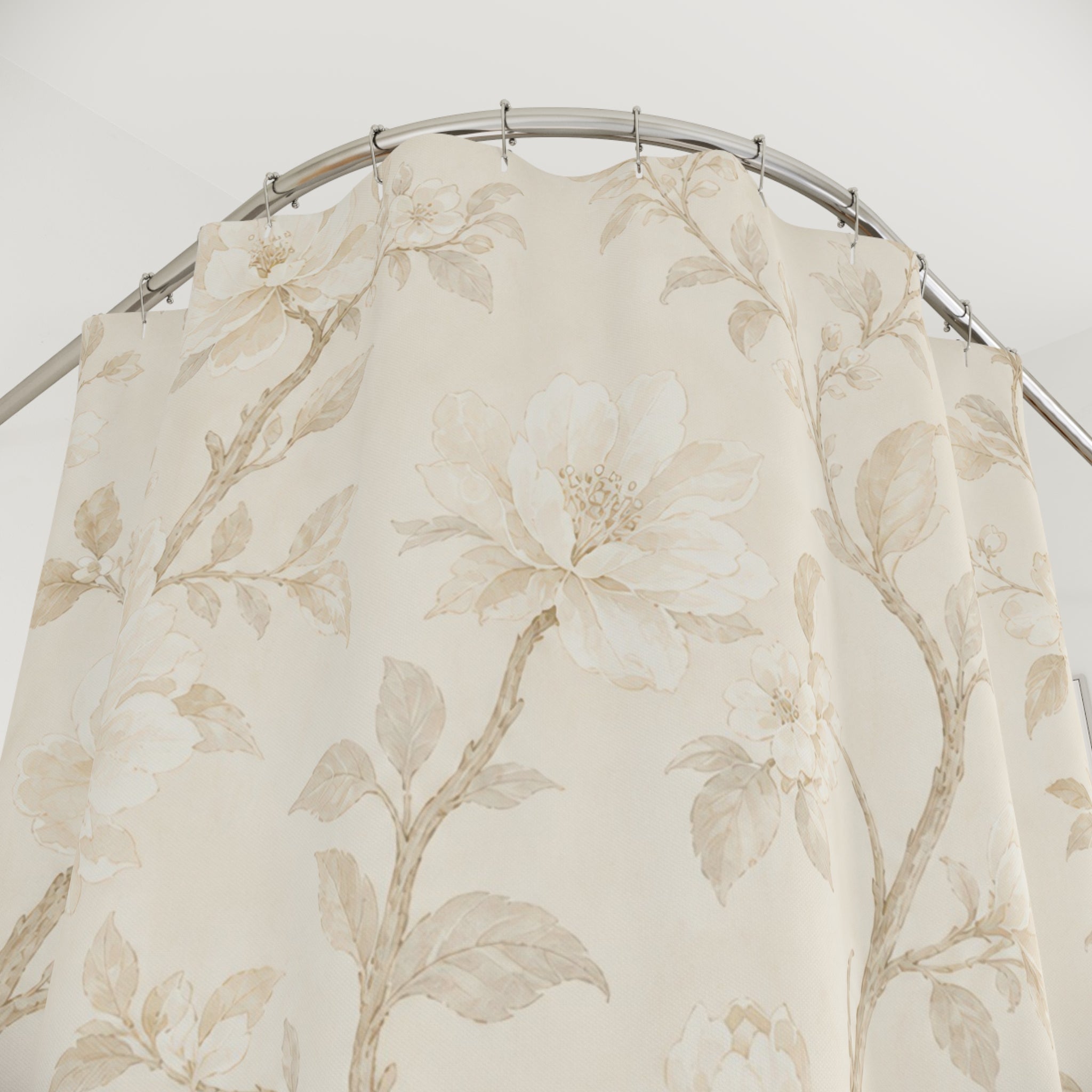 Beige Blossom Branch Shower Curtain