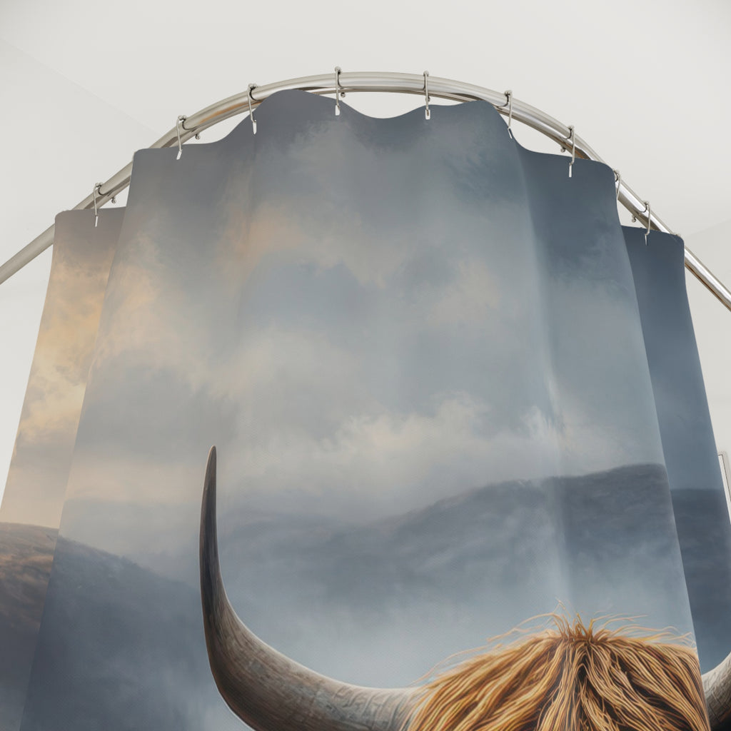 Misty Moor Highland Cow Shower Curtain