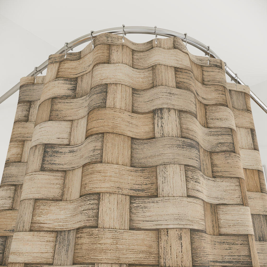 Neutral Basket Weave Shower Curtain