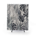 Gray Palm Leaf Tropical Shower Curtain